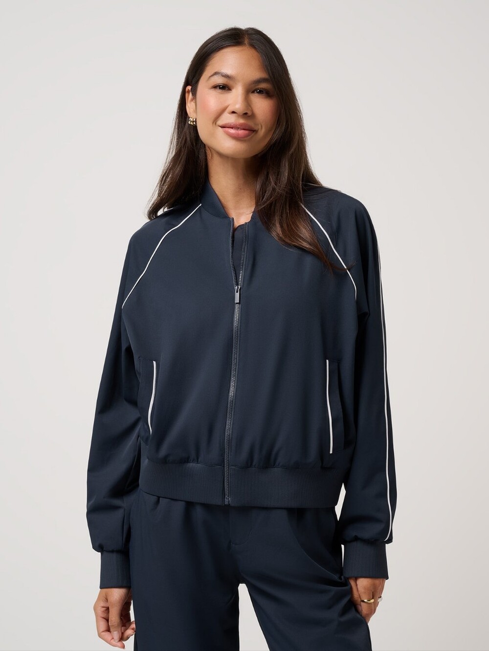 Cream Yoga Cotton Bomber Jacket